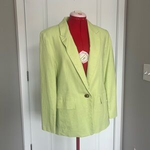 Single-Button Lime Green Women's Linen Blazer